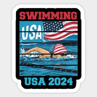 Swimmer USA America Women Swimming Sport 2024 Sticker